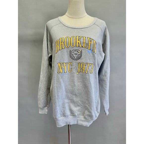 Vintage 90s Cherokee Brooklyn New York graphic sweater Size  medium - Picture 1 of 14